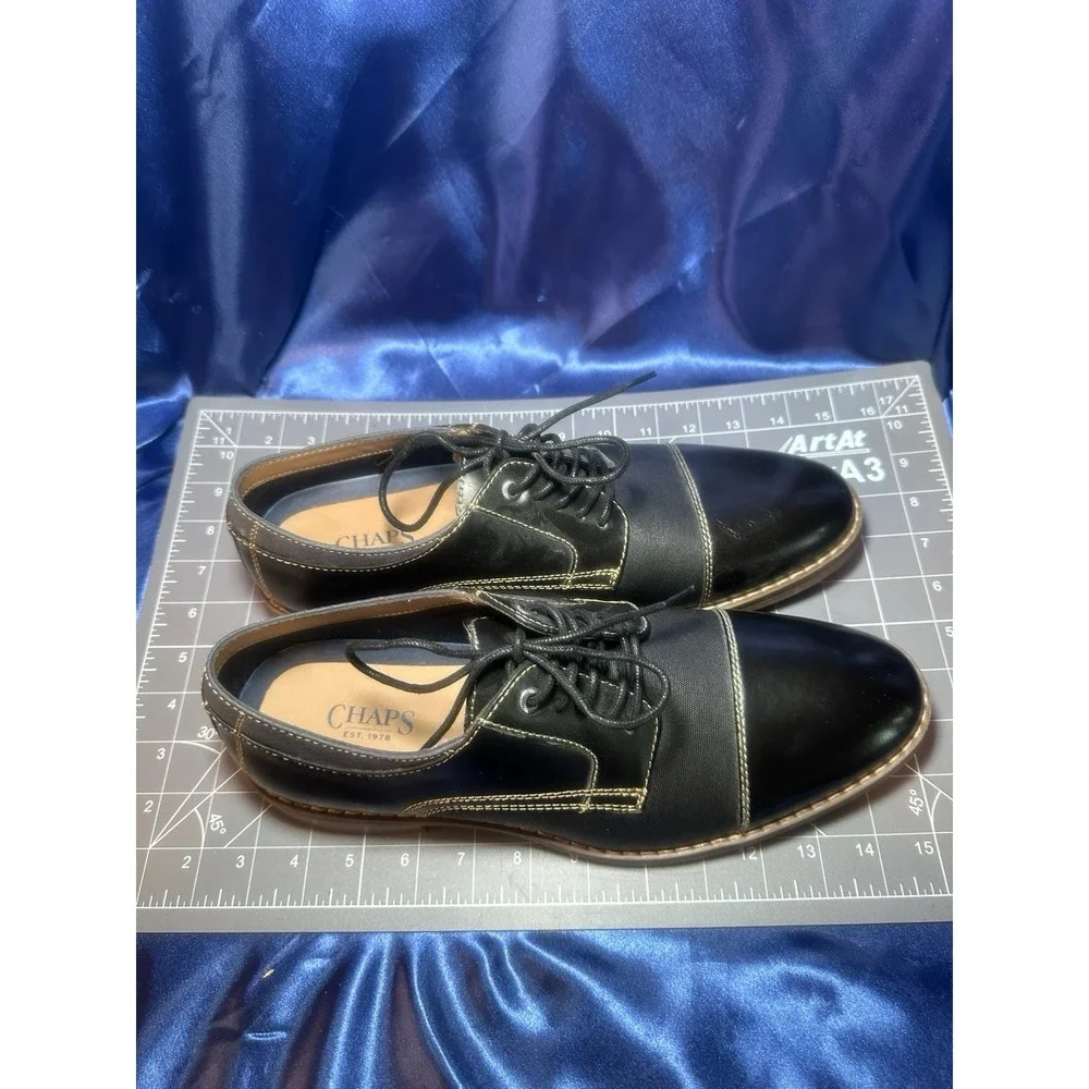 CHAPS Men's Leather Toe Lace Up Oxford Dress Shoes 10 Black